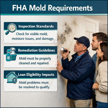 FHA inspector examining a home for mold during a thorough inspection process. 