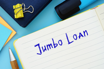 A notebook displaying the term jumbo loan.