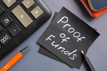 Buyer provides proof of funds letter alongside a calculator.